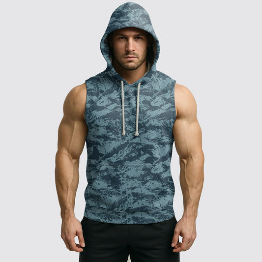 Men's Camo Sleeveless Hoodie- AA08264