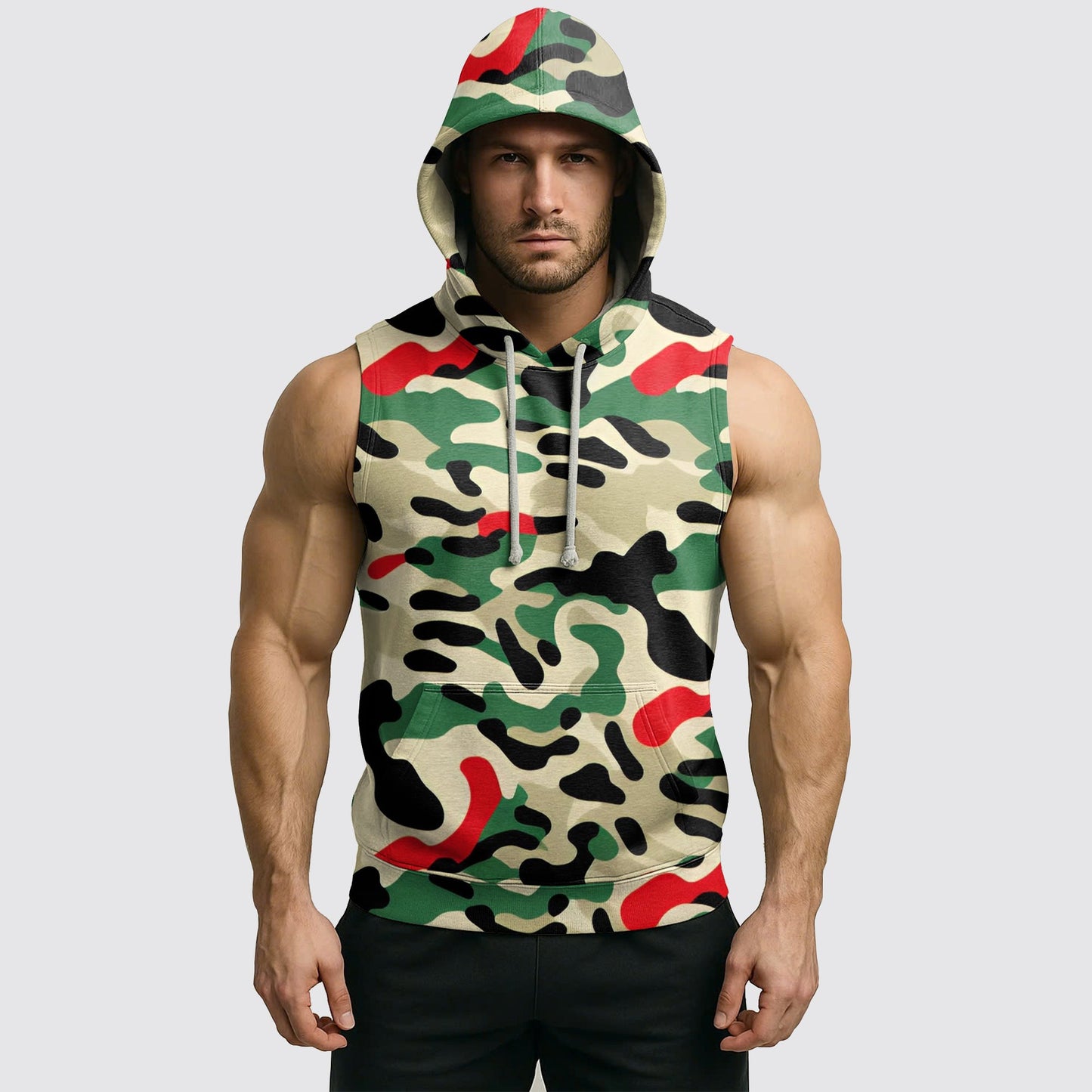 Men's Camo Sleeveless Hoodie- AA08282