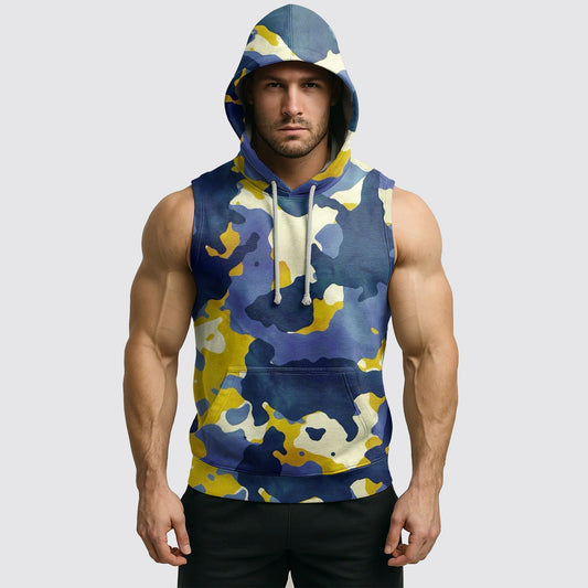 Men's Camo Sleeveless Hoodie- AA08285