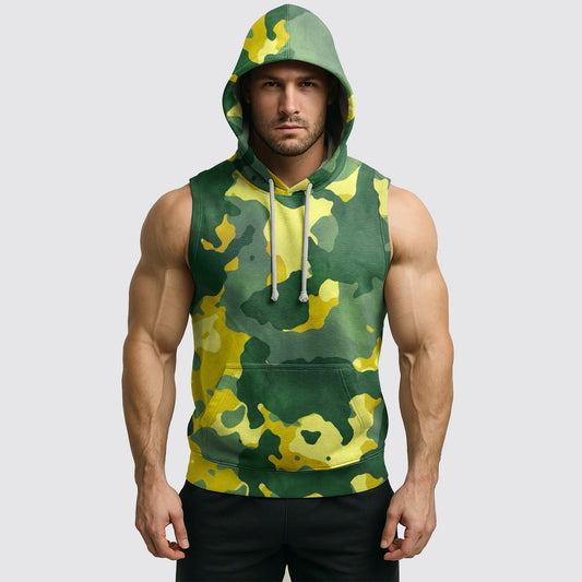 Men's Camo Sleeveless Hoodie- AA08286