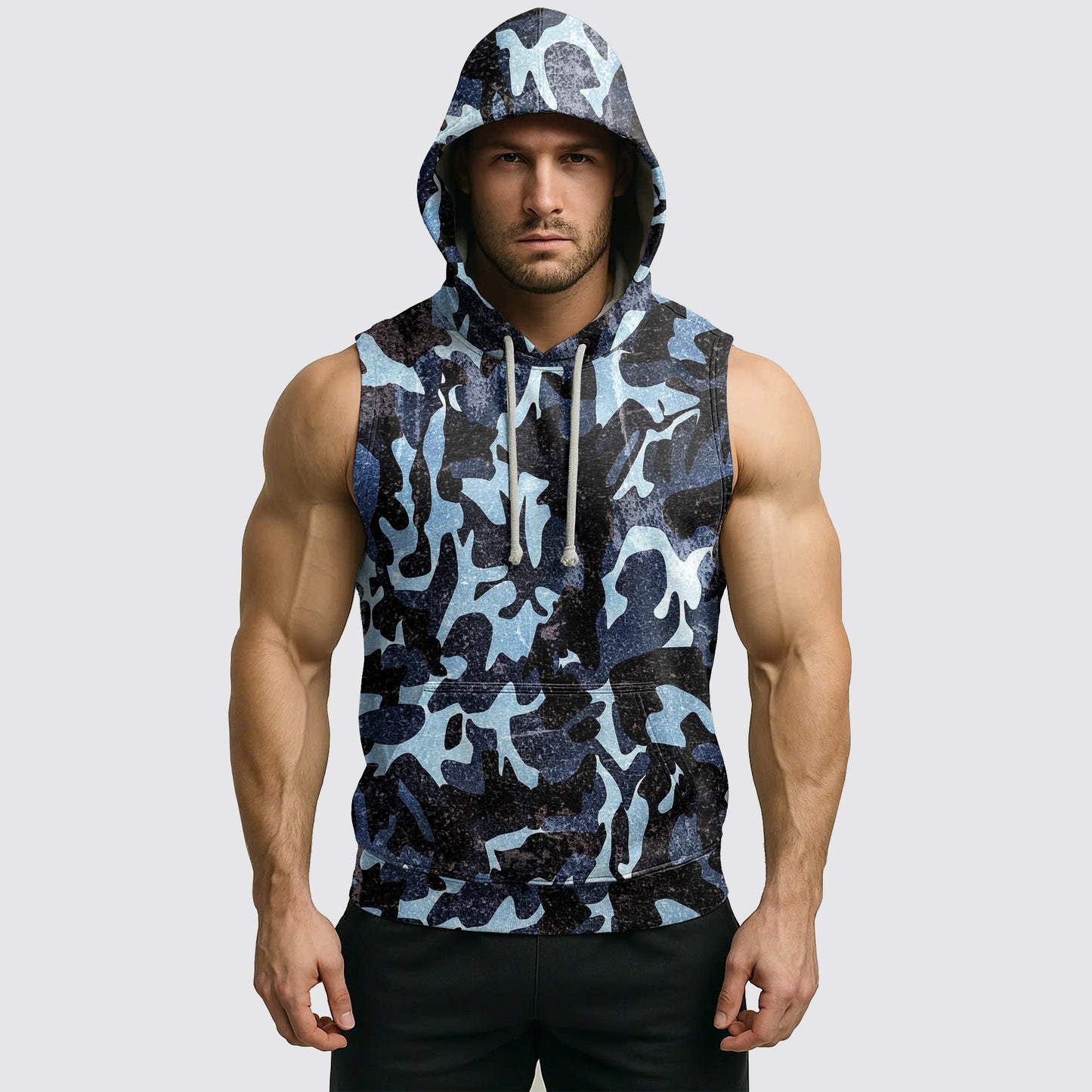 Men's Camo Sleeveless Hoodie- AA08292