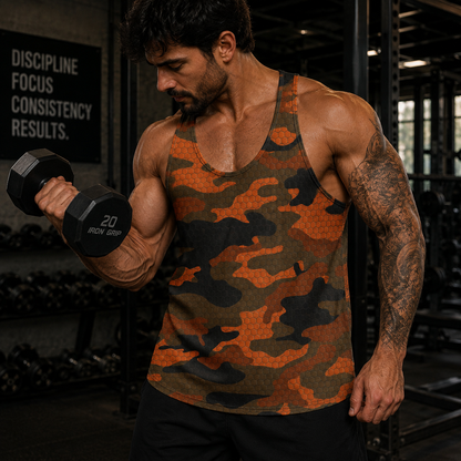 Camo Racerback Tank Top – Tactical Strength for Bodybuilders- TT03194