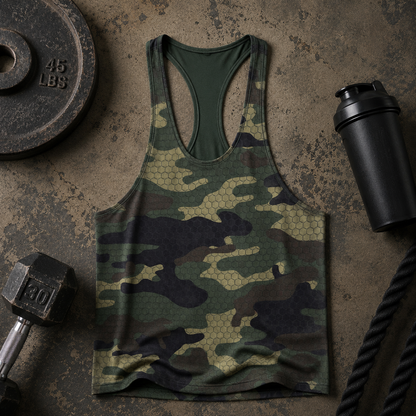 Camo Racerback Tank Top – Tactical Strength for Bodybuilders- AA07085