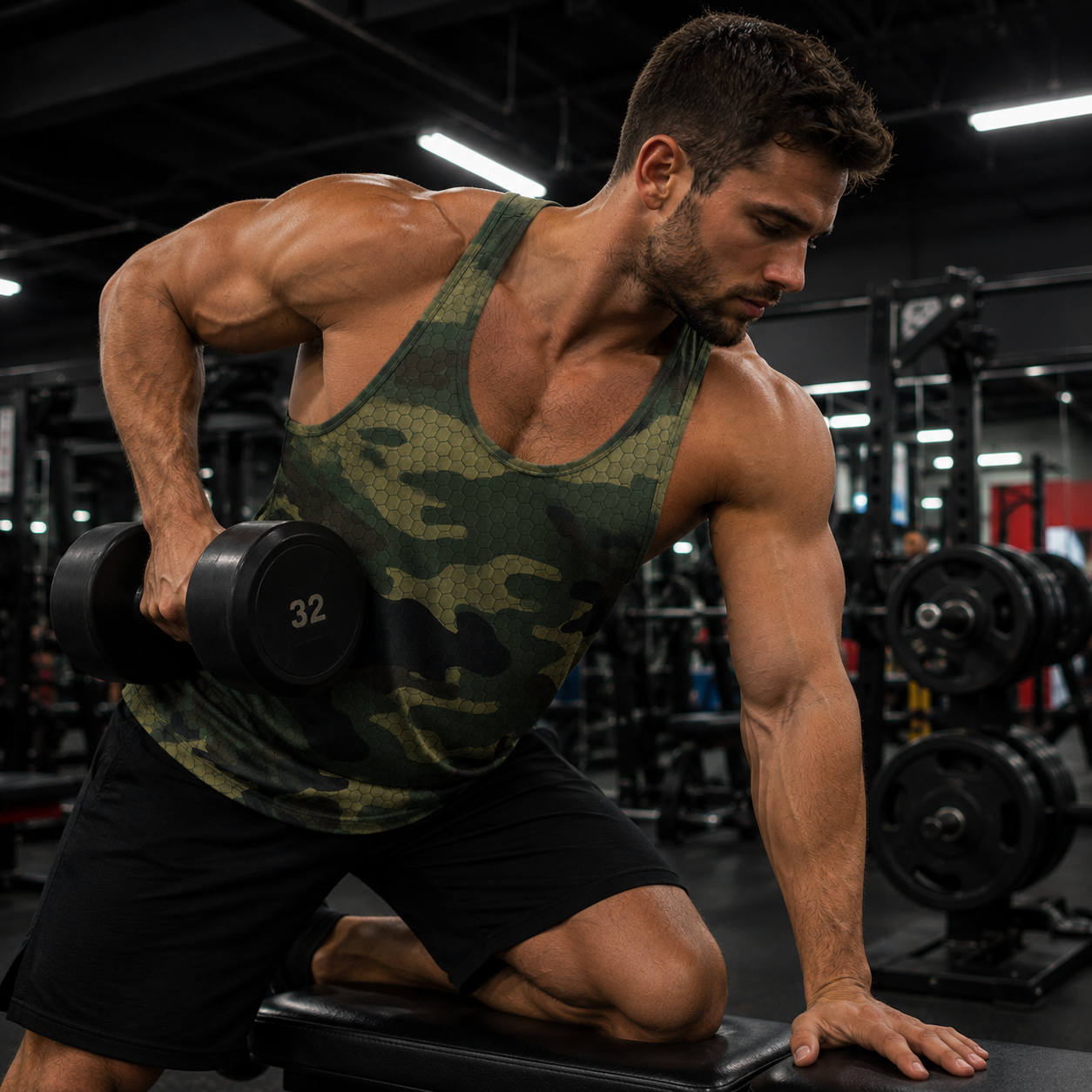 Camo Racerback Tank Top – Tactical Strength for Bodybuilders- AA07085