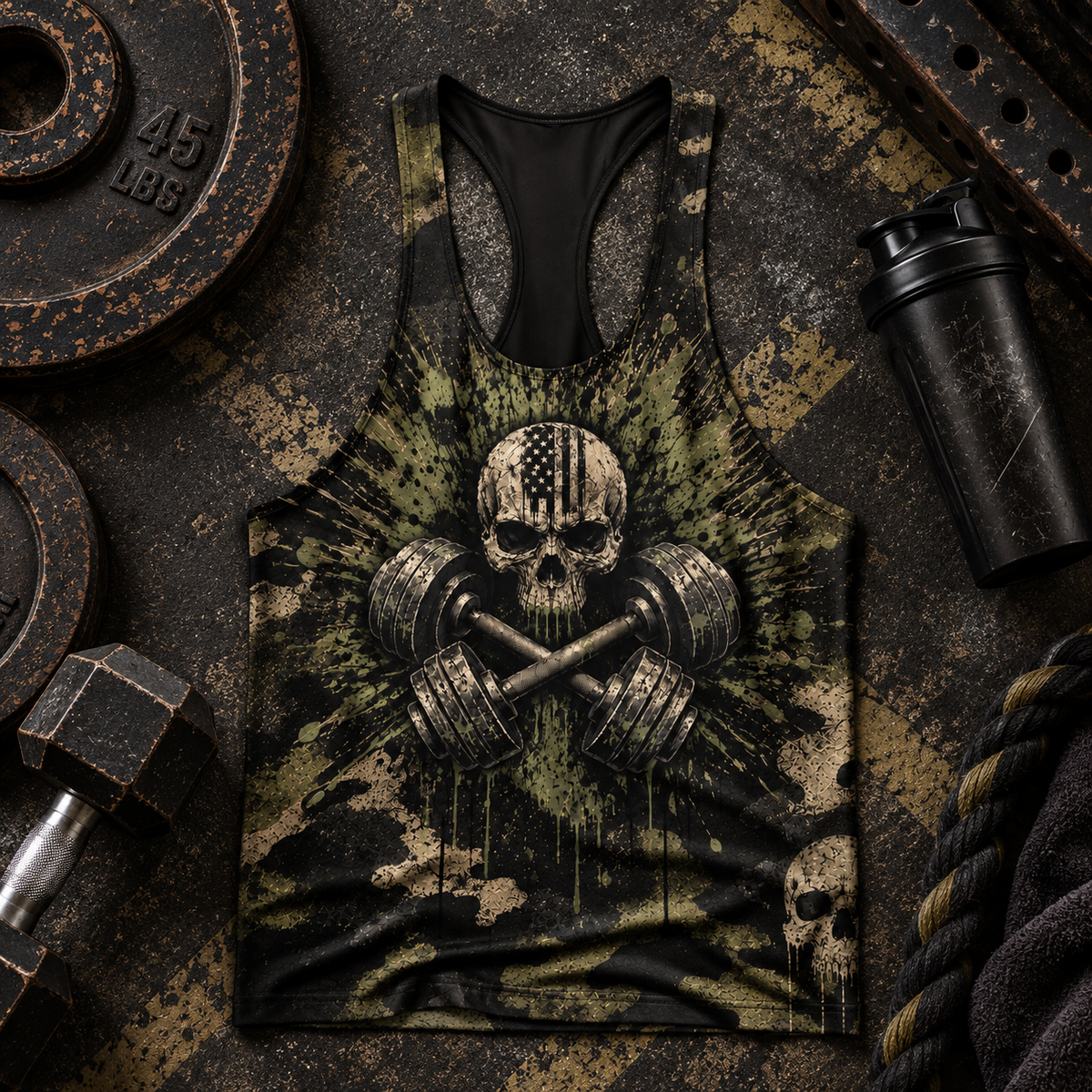 Camo Racerback Tank Top – Tactical Strength for Bodybuilders- TT03201
